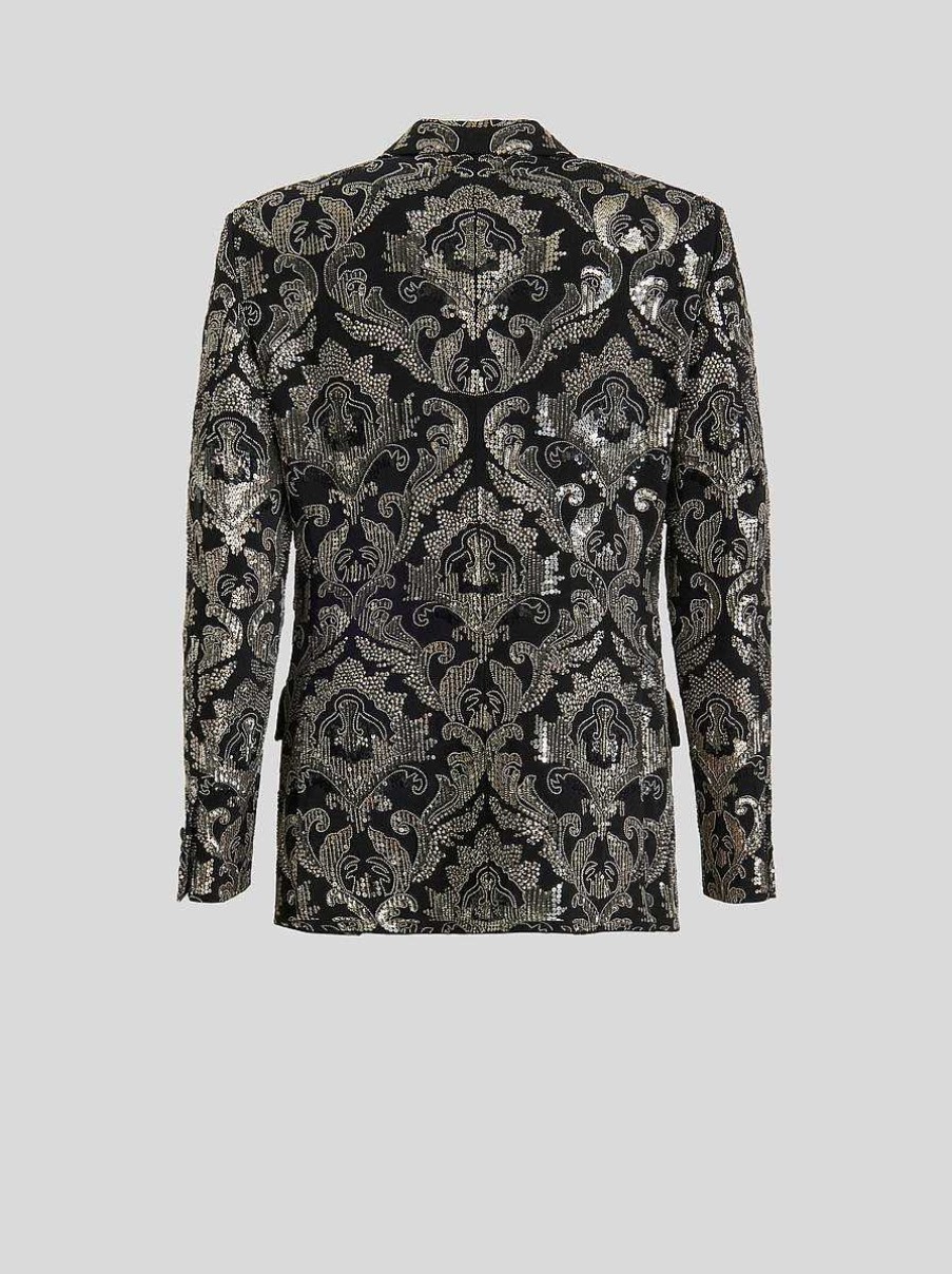 ETRO Jacke Mit Ornamentaler Paisley-Stickerei Schwarz Jacken