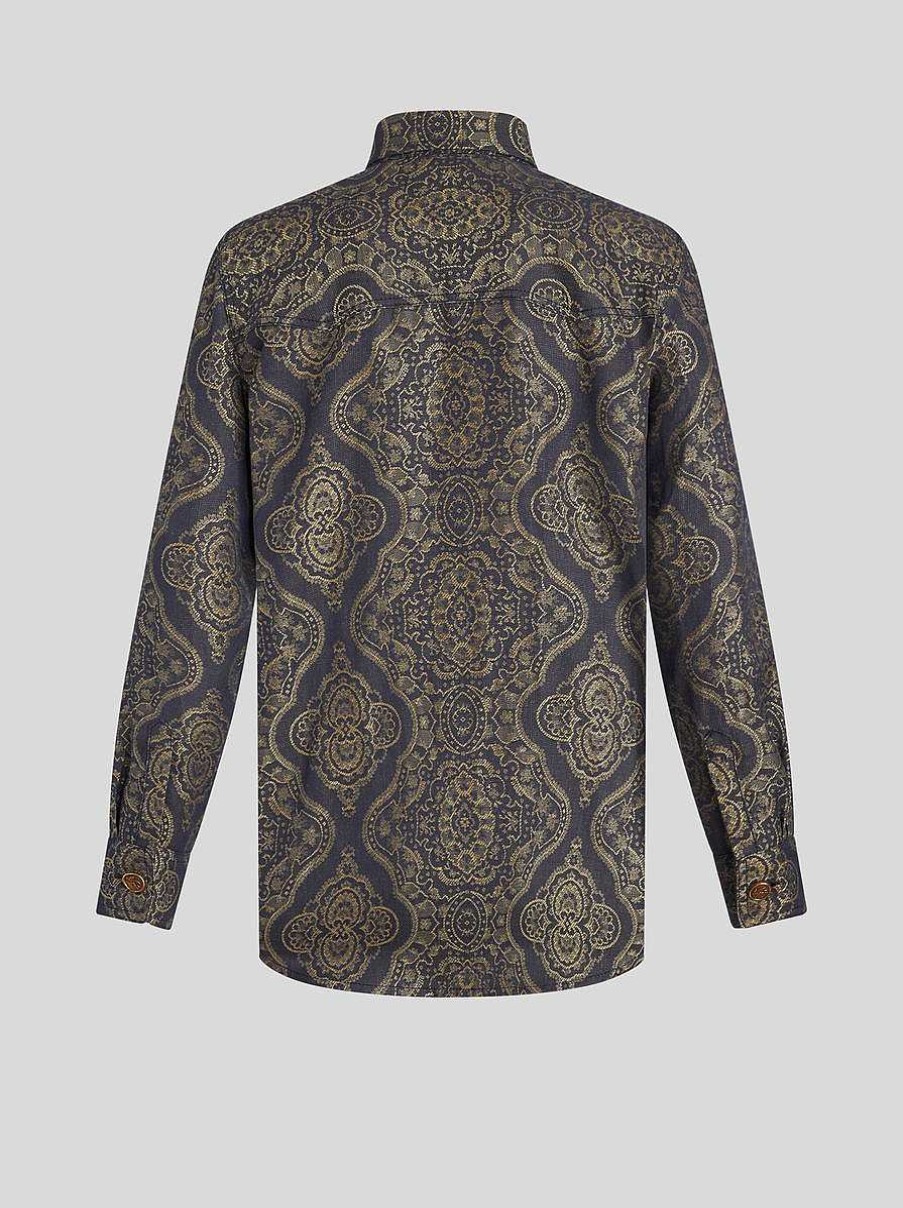 ETRO Denim-Jacquard-Hemd Schwarz Hemden Und Blusen