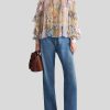 ETRO Bedruckte Seidenbluse Mit Ruschen Rosa Hemden Und Blusen