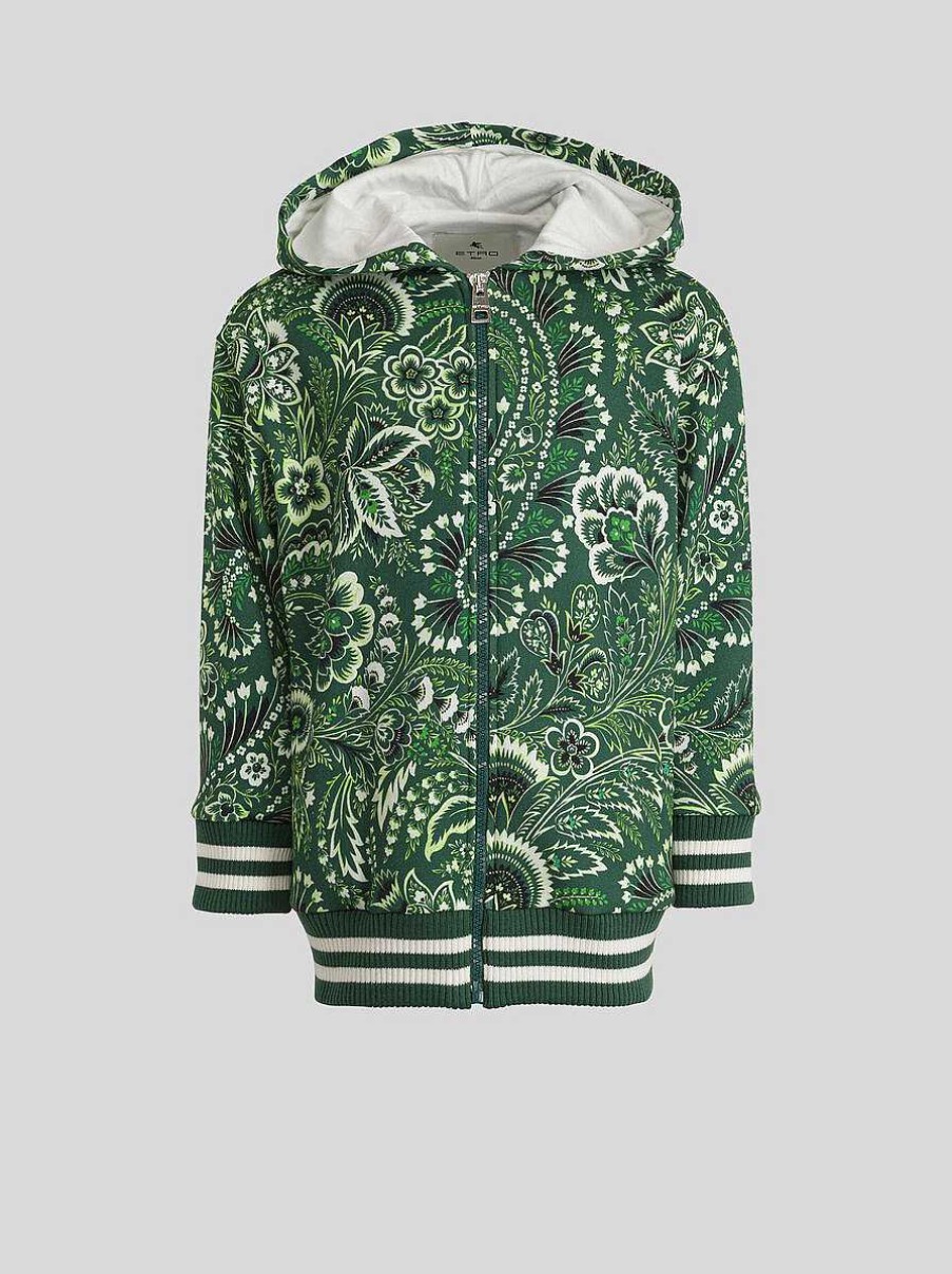 ETRO Einfarbiges Paisley-Sweatshirt Fur Kinder Grun Oberteile