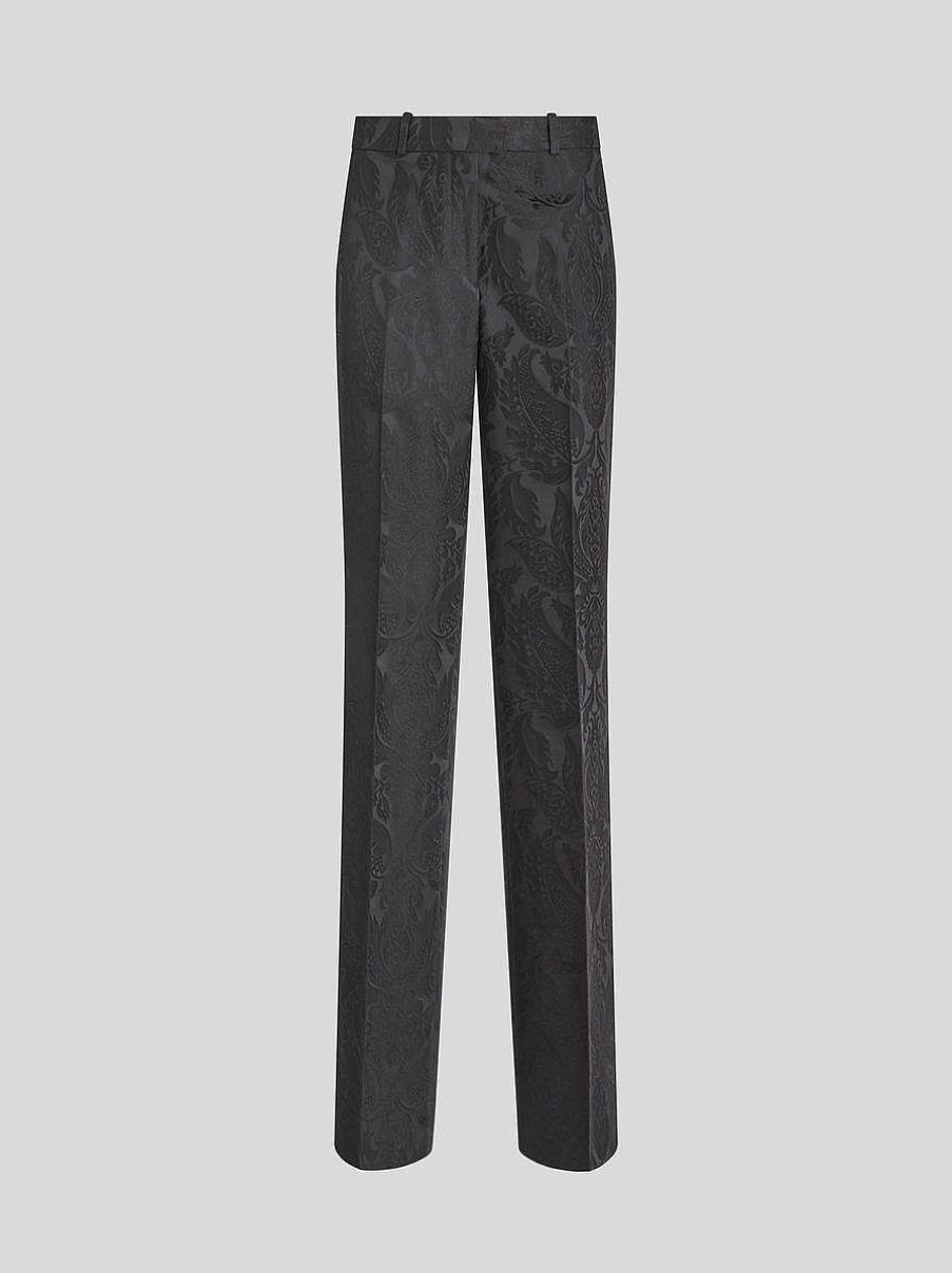 ETRO Hose Aus Floralem Jacquard Schwarz Hose