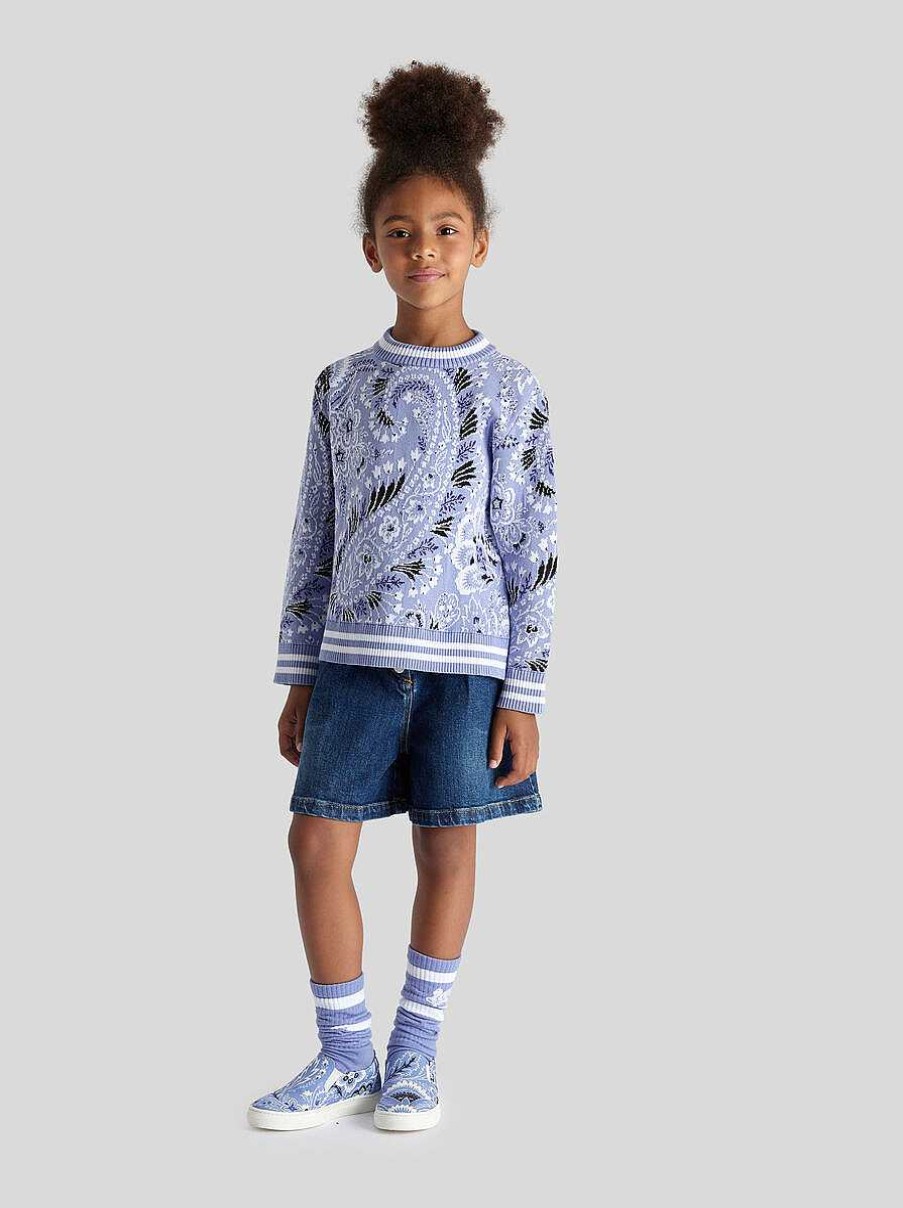 ETRO Einfarbiger Paisley-Pullover Fur Kinder Hosen Und Shorts