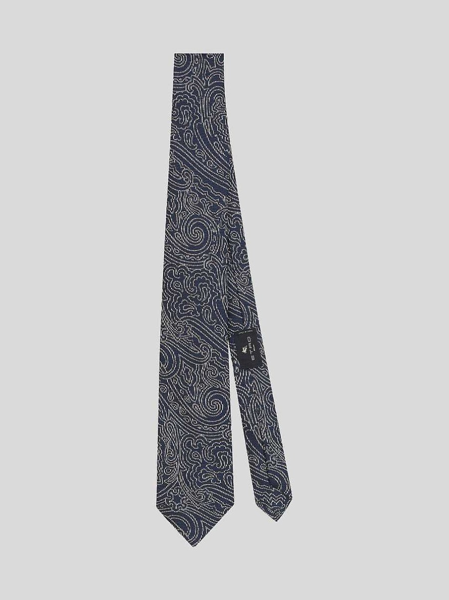 ETRO Seidenkrawatte Mit Grafischen Paisley-Motiven Navy Blau Krawatten Und Einstecktucher