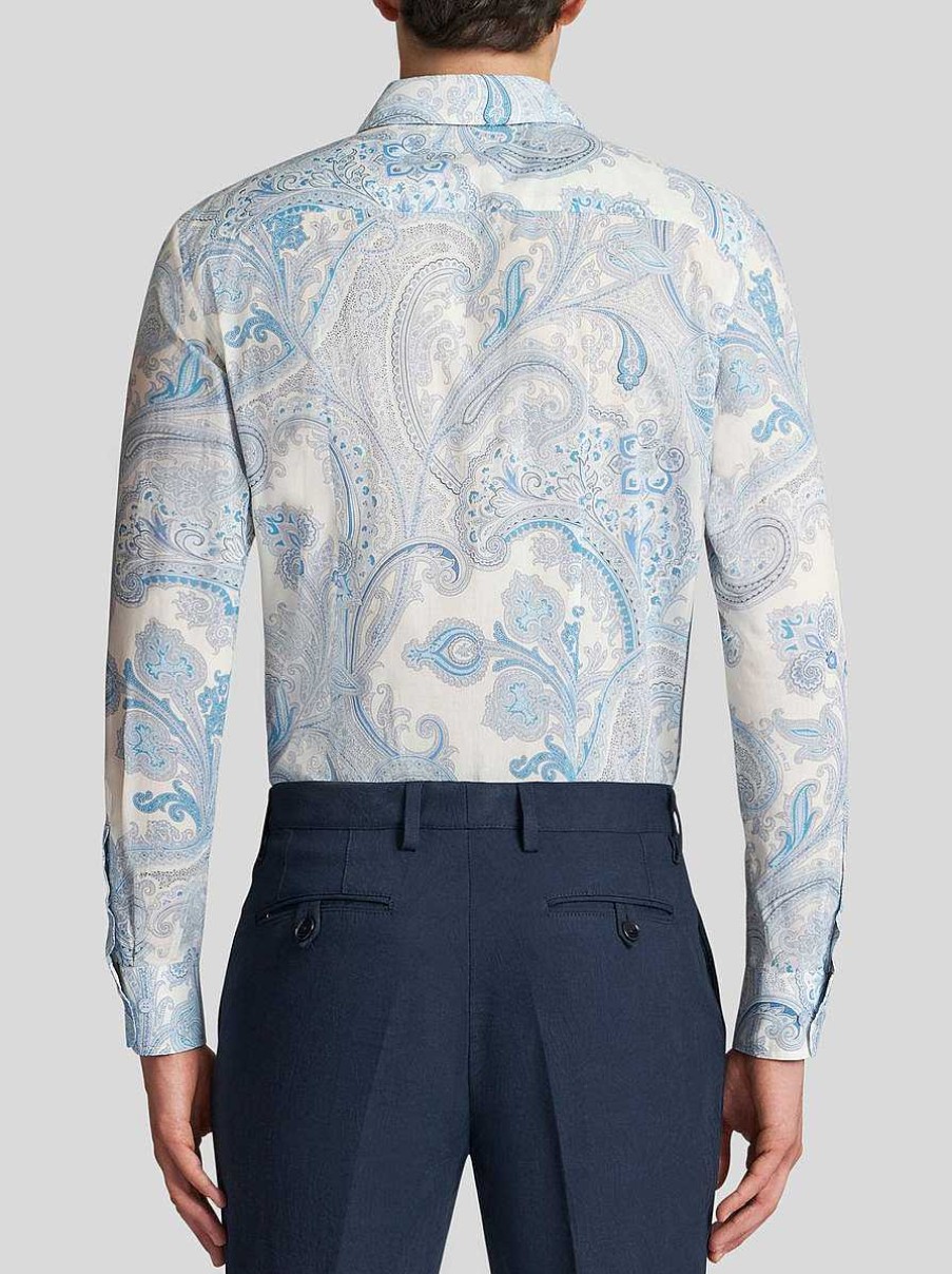 ETRO Paisley-Baumwollhemd Navy Blau Hemden