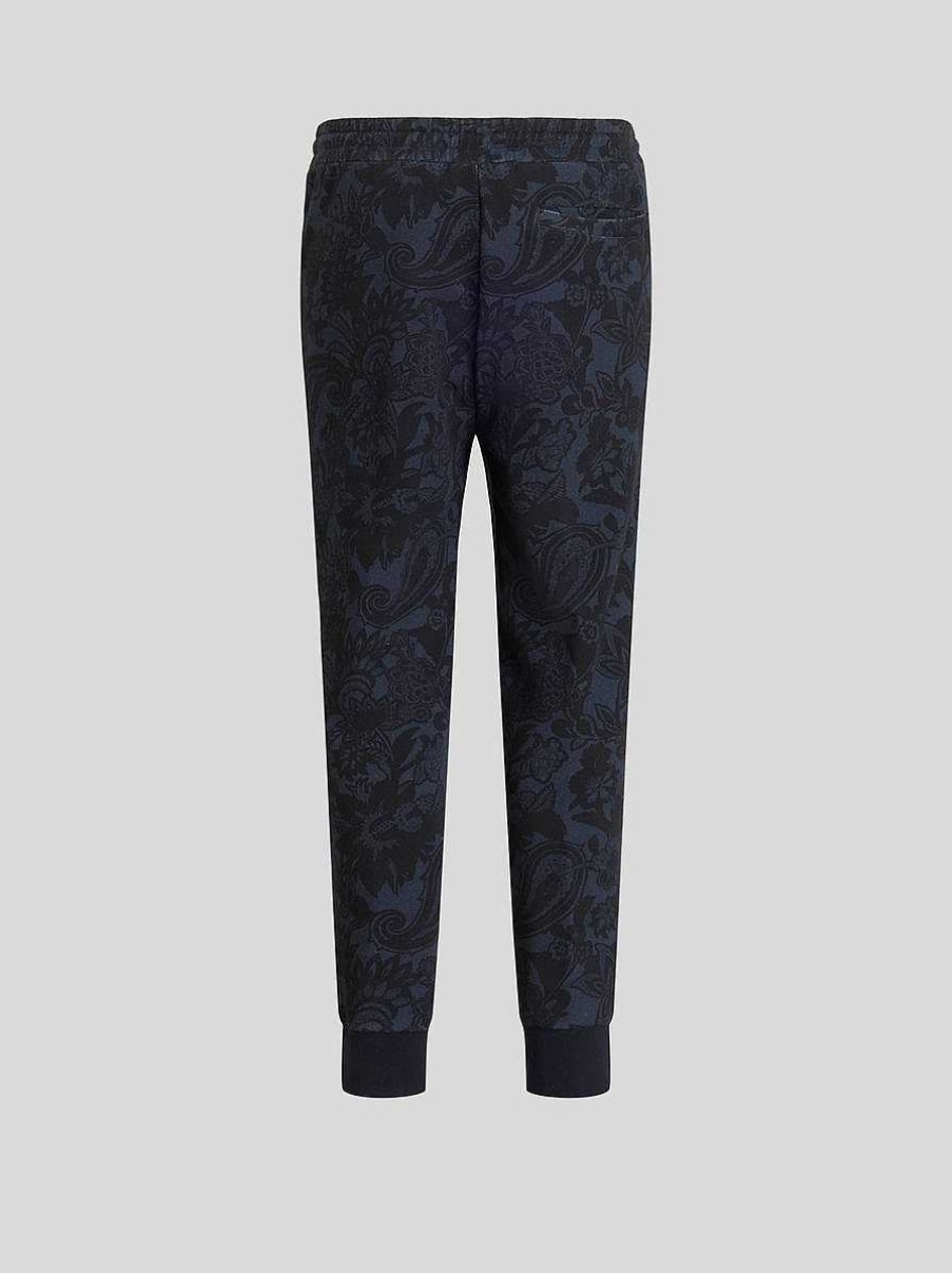 ETRO Paisley-Fleecehose Navy Blau Hose