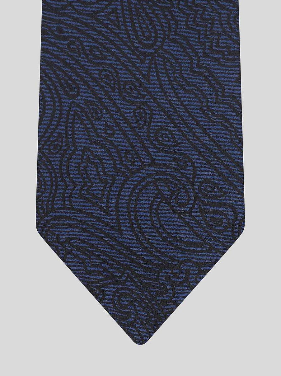 ETRO Seidenkrawatte Mit Grafischen Paisley-Motiven Navy Blau Krawatten Und Einstecktucher